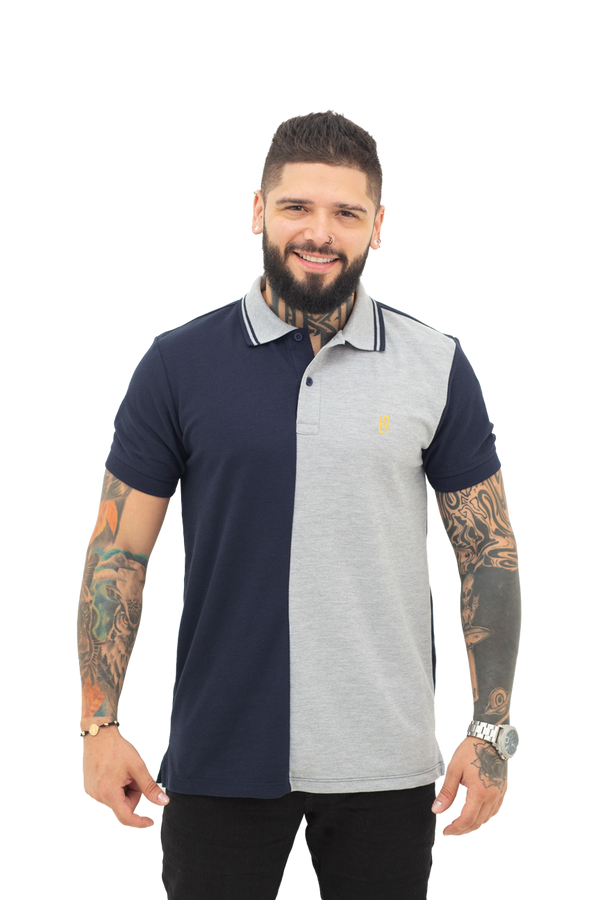 Camiseta Polo Combinada AZUL OSC JASPE 067B